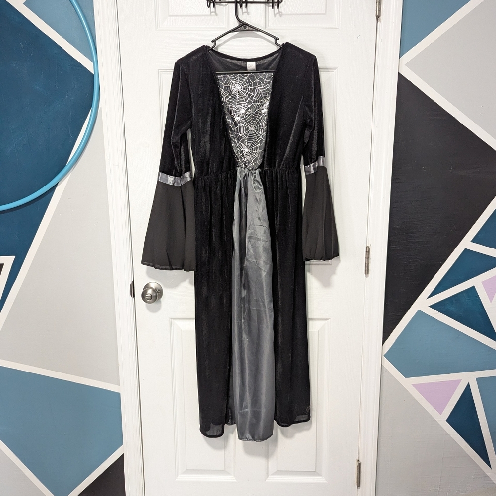 Girls Youth Witch Dress Halloween Costume Spider Web